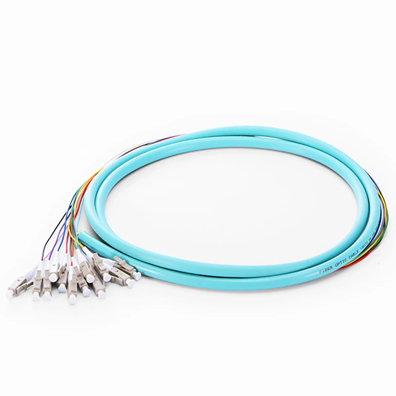 1.5m (5ft) Fiber Pigtail, LC UPC to Unterminated, 12 Fibers, Bunch, OS2 Single Mode, PVC (Unrated), 0.9mm, Yellow