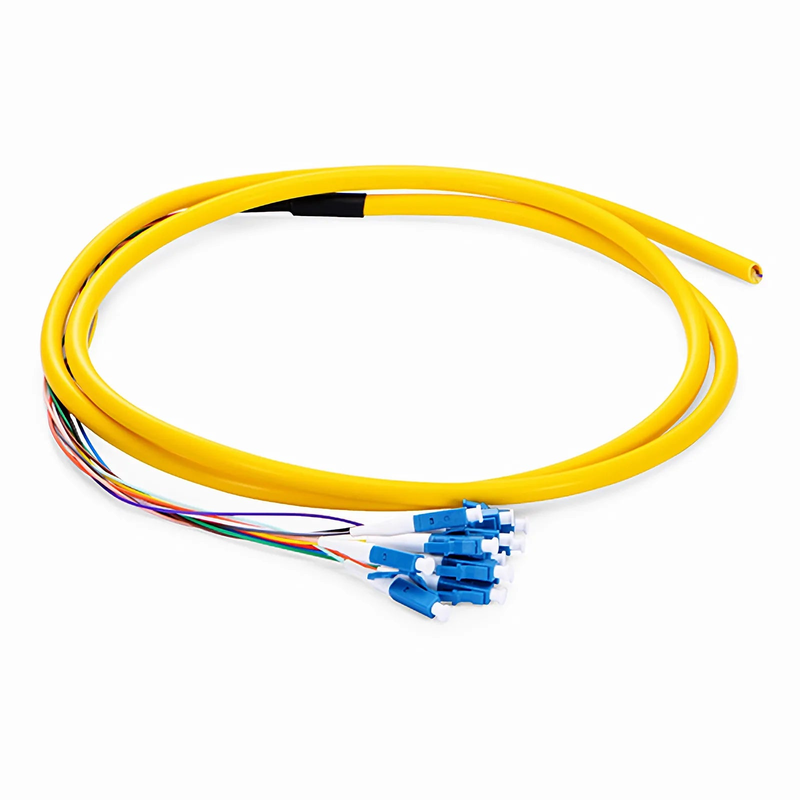 1.5m (5ft) Fiber Pigtail, LC UPC to Unterminated, 12 Fibers, Bunch, OS2 Single Mode, PVC (Unrated), 0.9mm, Yellow