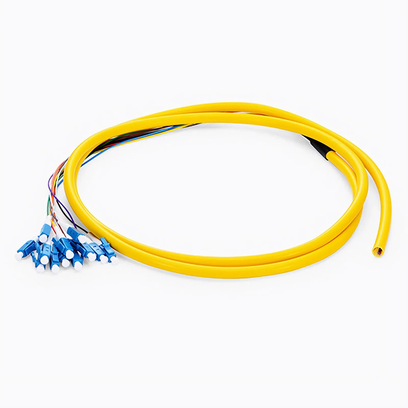 1.5m (5ft) Fiber Pigtail, LC UPC to Unterminated, 12 Fibers, Bunch, OS2 Single Mode, PVC (Unrated), 0.9mm, Yellow