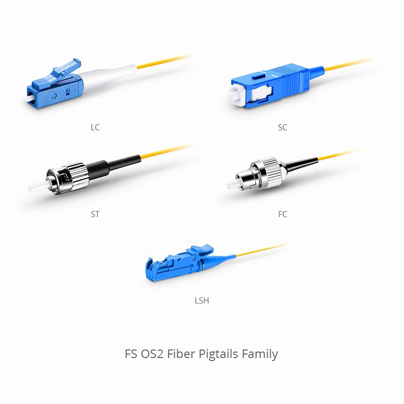 2m (7ft) Fiber Pigtail, ST UPC to Unterminated, Simplex, OS2 Single Mode, PVC (Unrated), 0.9mm, Yellow