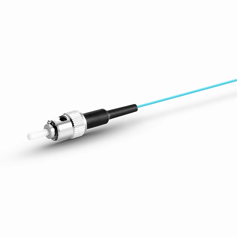 2m (7ft) Fiber Pigtail, ST UPC to Unterminated, Simplex, OM3 Multimode, PVC (Unrated), 0.9mm, Aqua