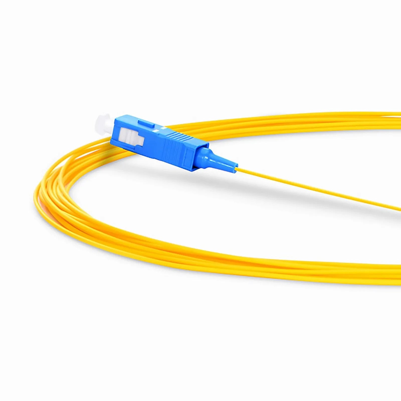 1m (3ft) Fiber Pigtail, SC UPC to Unterminated, Simplex, OS2 Single Mode, PVC (Unrated), 0.9mm, Yellow