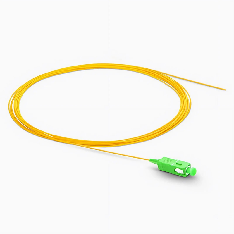 1m (3ft) Fiber Pigtail, SC APC to Unterminated, Simplex, OS2 Single Mode, PVC (Unrated), 0.9mm, Yellow