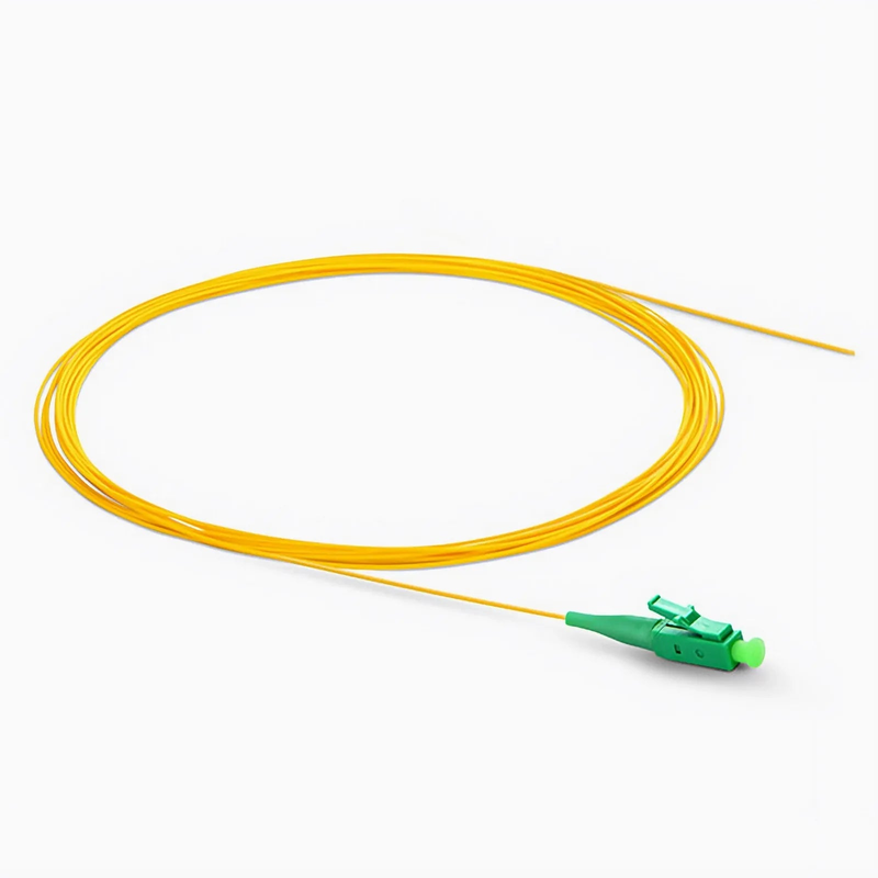 1m (3ft) Fiber Pigtail, LC APC to Unterminated, Simplex, OS2 Single Mode, PVC (Unrated), 0.9mm, Yellow