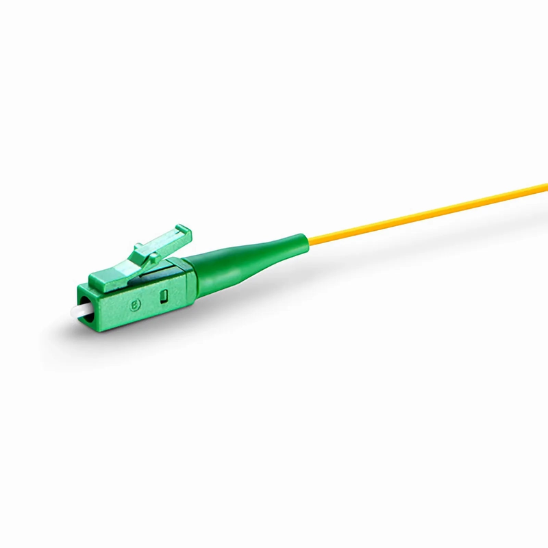 1m (3ft) Fiber Pigtail, LC APC to Unterminated, Simplex, OS2 Single Mode, PVC (Unrated), 0.9mm, Yellow