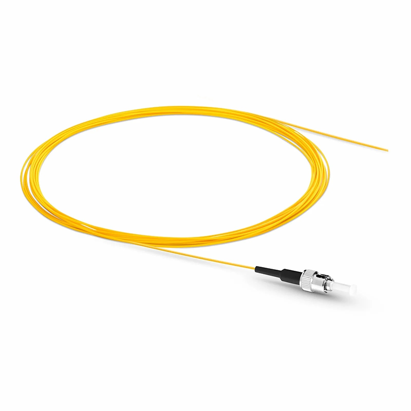 2m (7ft) Fiber Pigtail, ST UPC to Unterminated, Simplex, OS2 Single Mode, PVC (Unrated), 0.9mm, Yellow