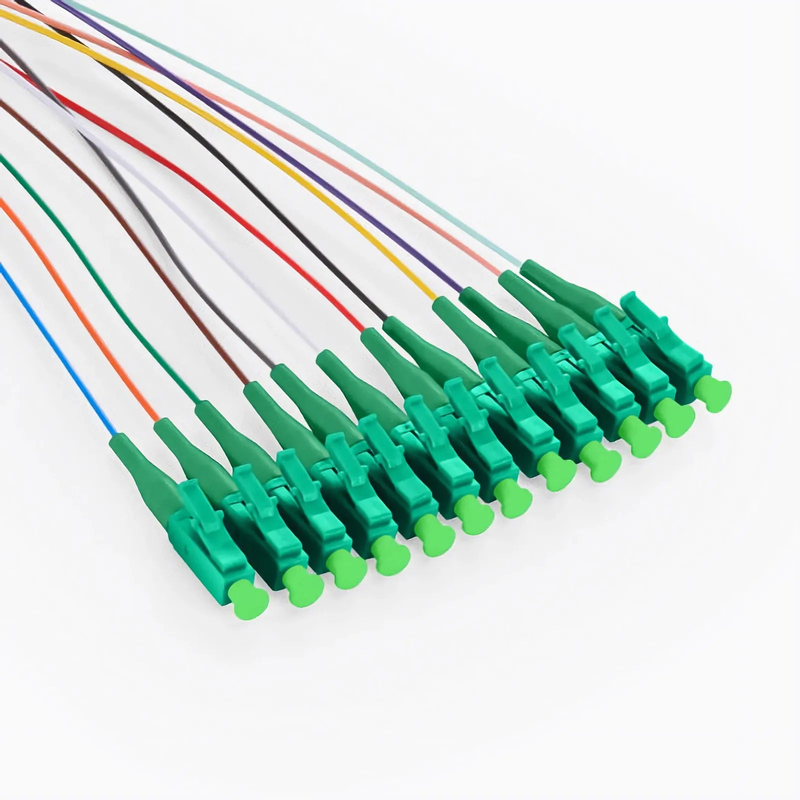 1.5m (5ft) Fiber Pigtail, LC APC to Unterminated, 12 Fibers, Bunch, OS2 Single Mode, PVC (Unrated), 0.9mm, Yellow