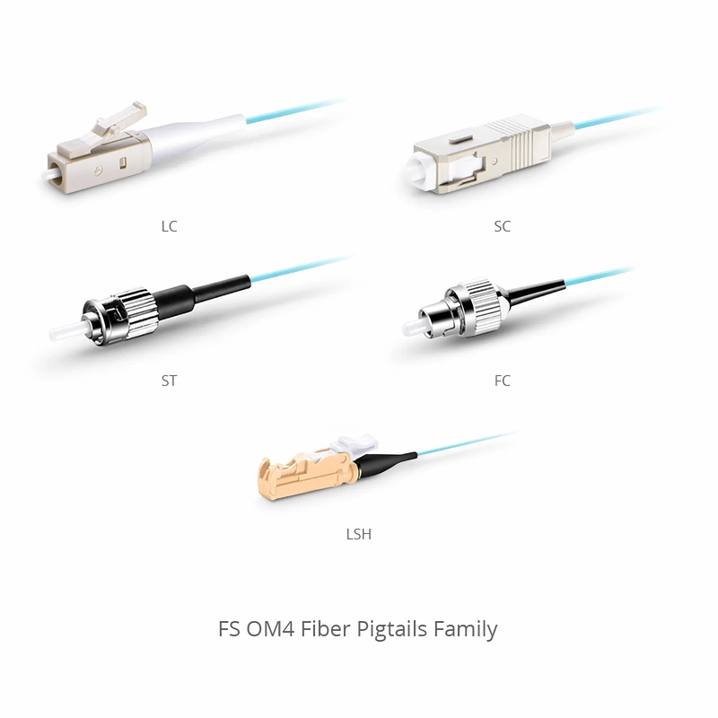 1.5m (5ft) Fiber Pigtail, LC UPC to Unterminated, 12 Fibers, Bunch, OM4 Multimode, PVC (Unrated), 0.9mm, Aqua
