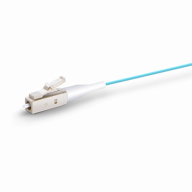 1m (3ft) Fiber Pigtail, LC UPC to Unterminated, Simplex, OM3 Multimode, PVC (Unrated), 0.9mm, Aqua