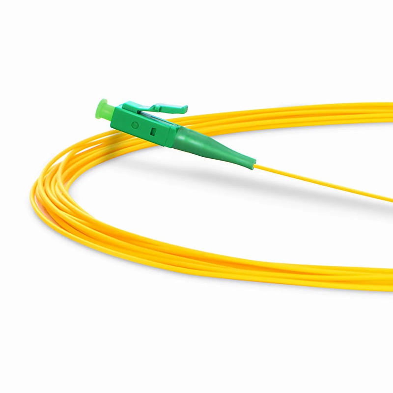 1m (3ft) Fiber Pigtail, LC APC to Unterminated, Simplex, OS2 Single Mode, PVC (Unrated), 0.9mm, Yellow