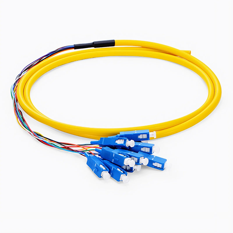 1.5m (5ft) Fiber Pigtail, SC UPC to Unterminated, 12 Fibers, Bunch, OS2 Single Mode, PVC (Unrated), 0.9mm, Yellow