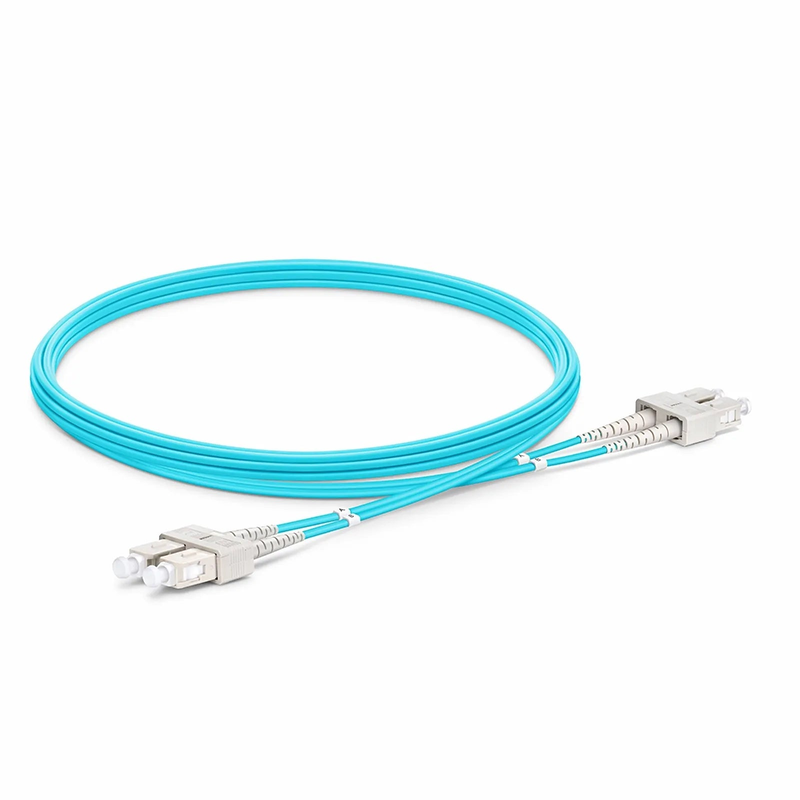 3m (10ft) Fiber Patch Cable, 2 Fibers, SC UPC Duplex to SC UPC Duplex, Multimode (OM4), Riser (OFNR), 1.6mm, Tight-Buffered, Aqua