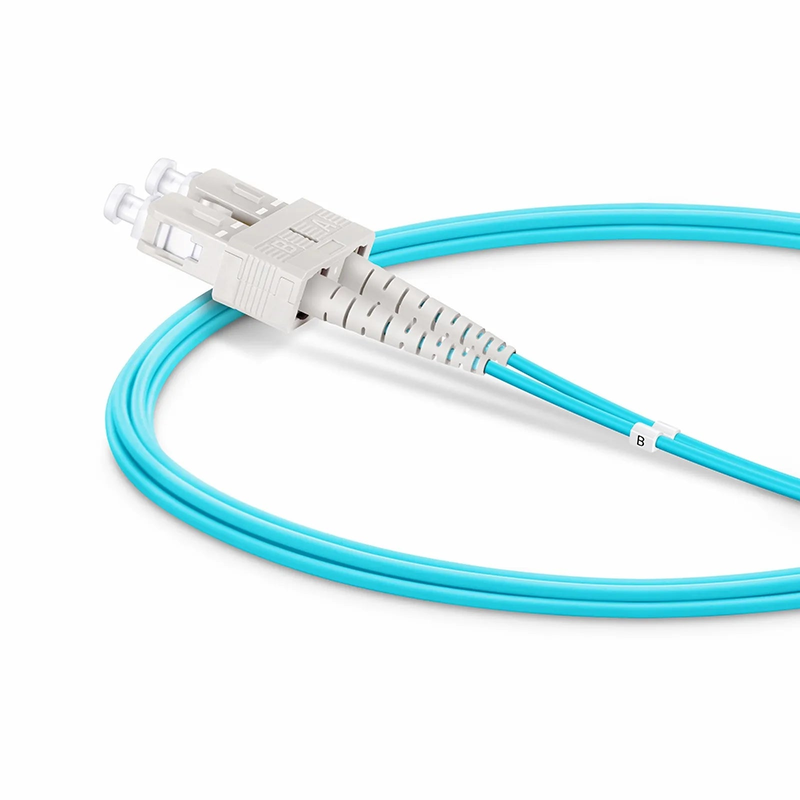 3m (10ft) Fiber Patch Cable, 2 Fibers, SC UPC Duplex to SC UPC Duplex, Multimode (OM4), Riser (OFNR), 1.6mm, Tight-Buffered, Aqua