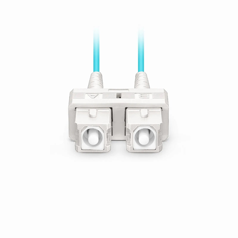 3m (10ft) Fiber Patch Cable, 2 Fibers, SC UPC Duplex to SC UPC Duplex, Multimode (OM4), Riser (OFNR), 1.6mm, Tight-Buffered, Aqua