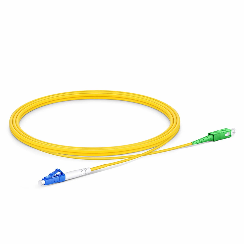 2m (7ft) Fiber Patch Cable, 1 Fiber, LC UPC Simplex to SC APC Simplex, Single Mode (OS2), Riser (OFNR), 2.0mm, Tight-Buffered, Yellow, 10 Pcs/Pack