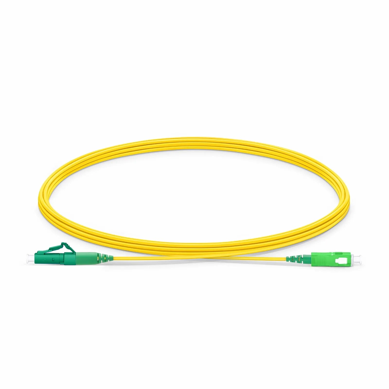 3m (10ft) Fiber Patch Cable, 1 Fiber, LC APC Simplex to SC APC Simplex, Single Mode (OS2), Riser (OFNR), 1.2mm, Tight-Buffered, Yellow