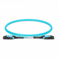 2m (7ft) Fiber Patch Cable, 2 Fibers, LC UPC Duplex to LC UPC Duplex Flat Clip with Push-Pull Boot Uniboot, Multimode (OM4), Riser (OFNR), 2.0mm, Aqua
