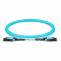 3m (10ft) Fiber Patch Cable, 2 Fibers, LC UPC Duplex to LC UPC Duplex Flat Clip with Push-Pull Boot Uniboot, Multimode (OM4), Riser (OFNR), 2.0mm, Aqua