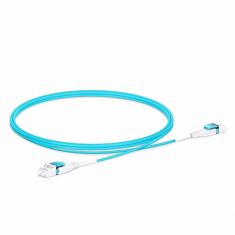 1m (3ft) Fiber Patch Cable, 2 Fibers, LC UPC Duplex to LC UPC Duplex Flat Clip Uniboot, Multimode (OM4), Riser (OFNR), 2.0mm, Aqua