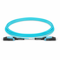 10m (33ft) Fiber Patch Cable, 2 Fibers, LC UPC Duplex to LC UPC Duplex Flat Clip with Push-Pull Boot Uniboot, Multimode (OM4), Riser (OFNR), 2.0mm, Aqua