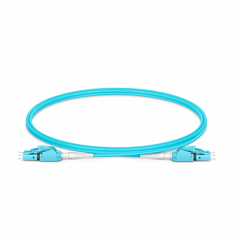 1m (3ft) Fiber Patch Cable, 2 Fibers, LC UPC Duplex to LC UPC Duplex Switchable Clip Uniboot, Multimode (OM4), Riser (OFNR), 2.0mm, Aqua