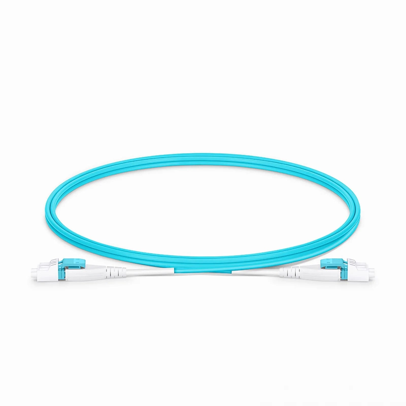 1m (3ft) Fiber Patch Cable, 2 Fibers, LC UPC Duplex to LC UPC Duplex Flat Clip Uniboot, Multimode (OM4), LSZH, 2.0mm, Aqua