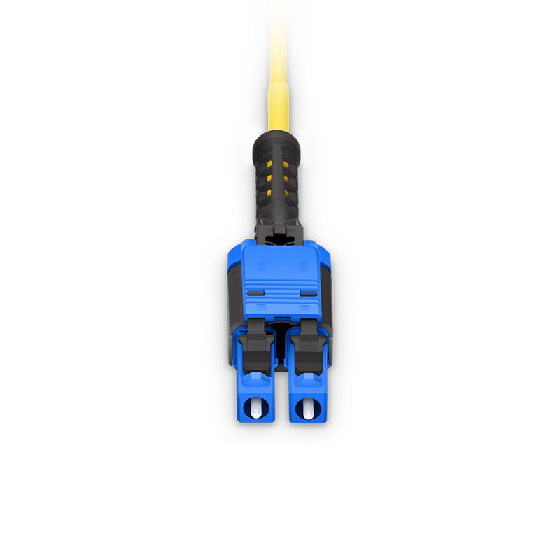 3m (10ft) Fiber Patch Cable, 2 Fibers, LC UPC Duplex to LC UPC Duplex Flat Clip with Push-Pull Boot Uniboot, Single Mode (OS2), Riser (OFNR), 2.0mm, Yellow