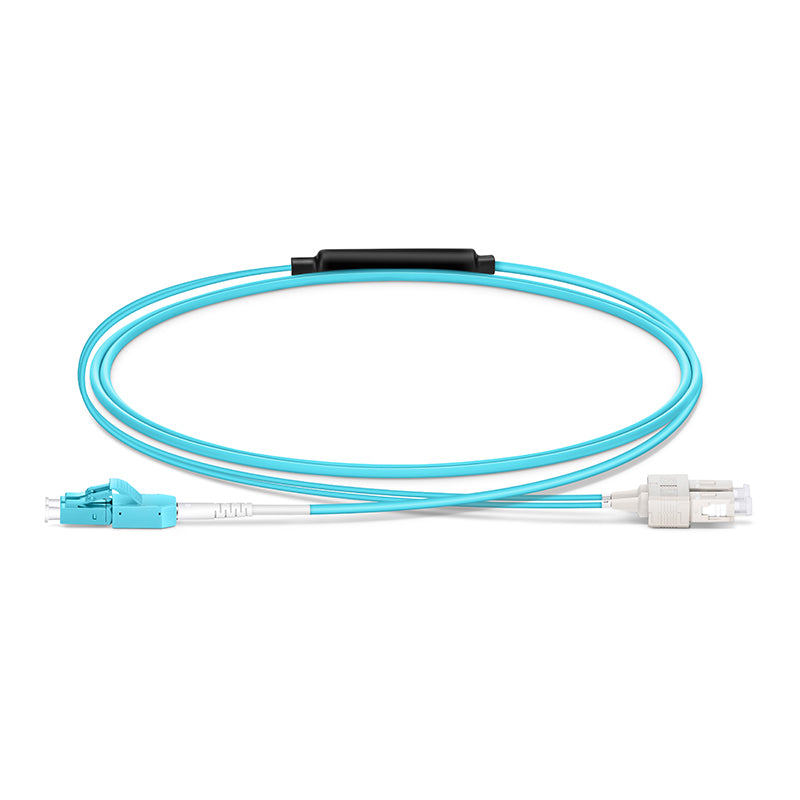 1m (3ft) Fiber Patch Cable, 2 Fibers, LC UPC Duplex Standard Clip Uniboot to SC UPC Duplex, Multimode (OM4), Riser (OFNR), 2.0/0.9mm, Aqua