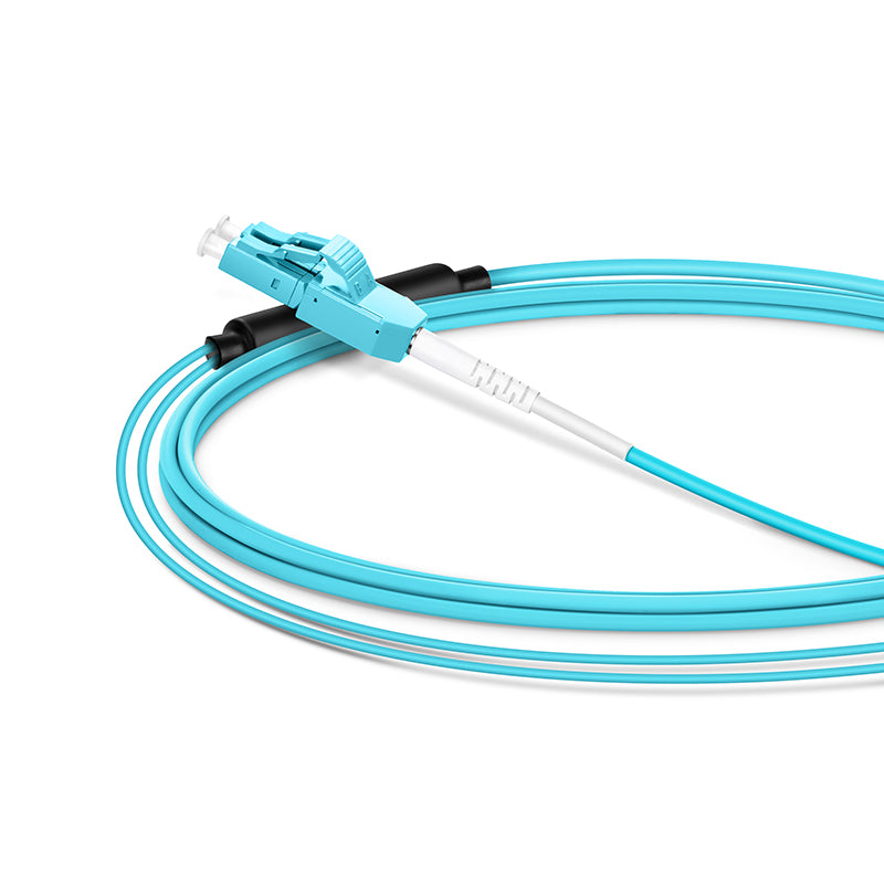 2m (7ft) Fiber Patch Cable, 2 Fibers, LC UPC Duplex Standard Clip Uniboot to SC UPC Duplex, Multimode (OM4), Riser (OFNR), 2.0/0.9mm, Aqua