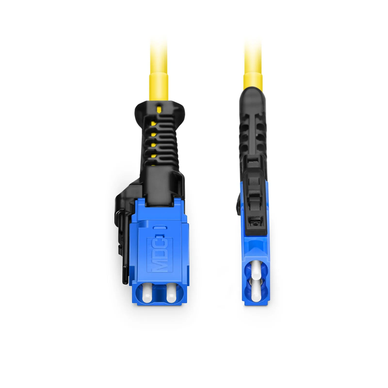 35m (115ft) Fiber Patch Cable, 2 Fibers, MDC UPC Duplex to MDC UPC Duplex Uniboot, Single Mode (OS2), Riser (OFNR), 2.0mm, Yellow, for 100/400/800G Network Connection