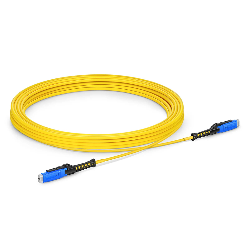 5m (16ft) Fiber Patch Cable, 2 Fibers, MDC UPC Duplex to MDC UPC Duplex Uniboot, Single Mode (OS2), Riser (OFNR), 2.0mm, Yellow, for 100/400/800G Network Connection