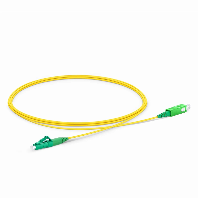 2m (7ft) Fiber Patch Cable, 1 Fiber, LC APC Simplex to SC APC Simplex, Single Mode (OS2), Riser (OFNR), 1.2mm, Tight-Buffered, Yellow