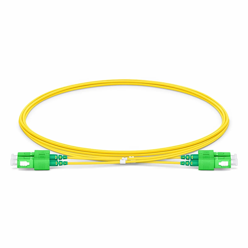 2m (7ft) Fiber Patch Cable, 2 Fibers, SC APC Duplex to SC APC Duplex, Single Mode (OS2), LSZH, 1.2mm, Tight-Buffered, Yellow