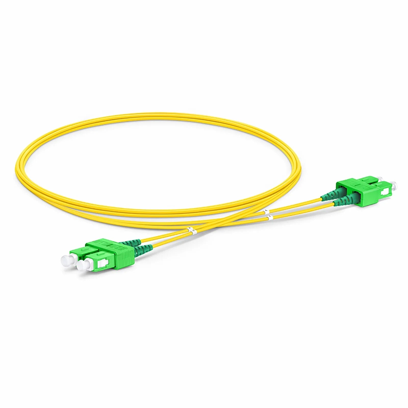 2m (7ft) Fiber Patch Cable, 2 Fibers, SC APC Duplex to SC APC Duplex, Single Mode (OS2), LSZH, 1.2mm, Tight-Buffered, Yellow