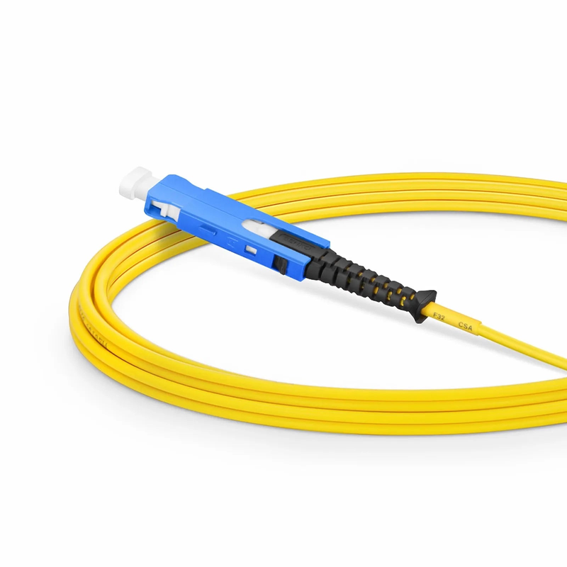 3m (10ft) Fiber Patch Cable, 2 Fibers, SN UPC Duplex to SN UPC Duplex Uniboot, Single Mode (OS2), Riser (OFNR), 1.6mm, Yellow, for 400G Network Connection