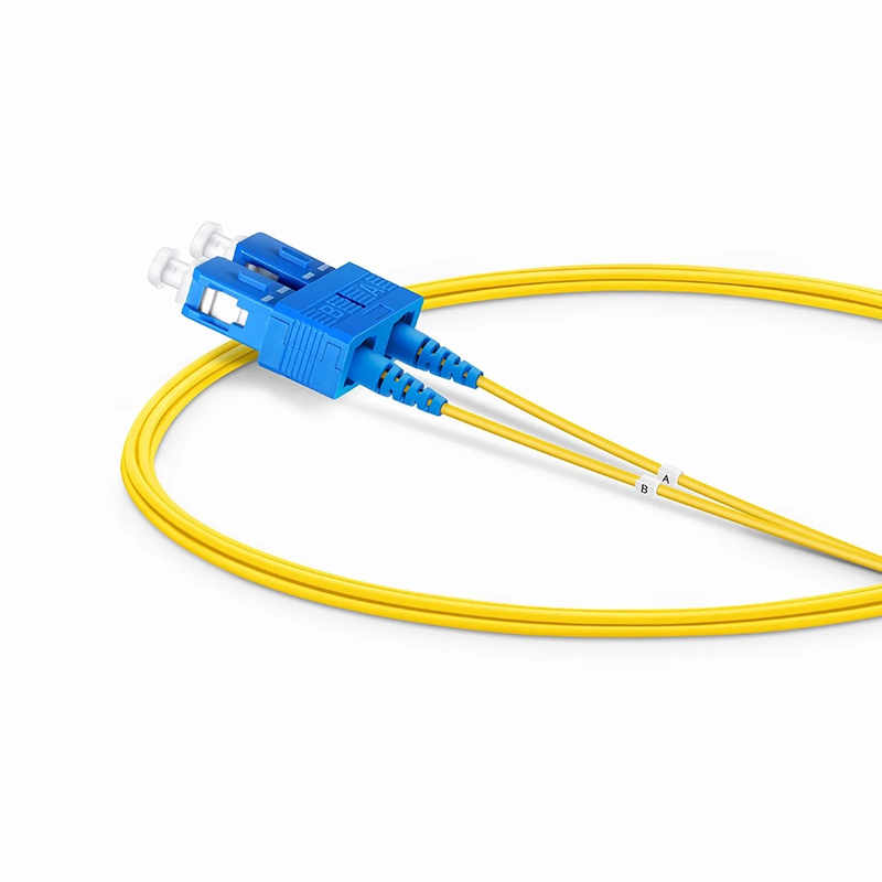 2m (7ft) Fiber Patch Cable, 2 Fibers, LC UPC Duplex to SC UPC Duplex, Single Mode (OS2), Riser (OFNR), 1.2mm, Tight-Buffered, Yellow