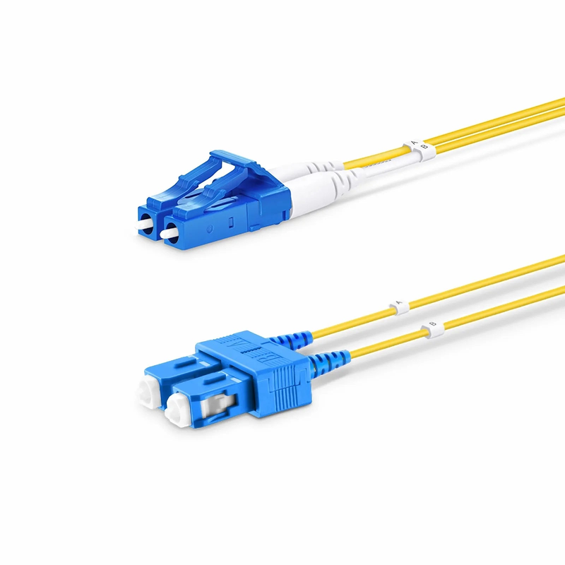 2m (7ft) Fiber Patch Cable, 2 Fibers, LC UPC Duplex to SC UPC Duplex, Single Mode (OS2), Riser (OFNR), 1.2mm, Tight-Buffered, Yellow