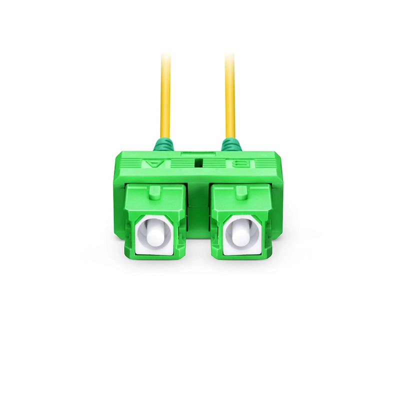 2m (7ft) Fiber Patch Cable, 2 Fibers, SC APC Duplex to SC APC Duplex, Single Mode (OS2), Riser (OFNR), 1.2mm, Tight-Buffered, Yellow