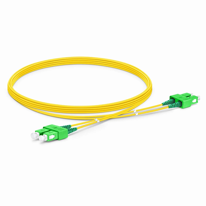 5m (16ft) Fiber Patch Cable, 2 Fibers, SC APC Duplex to SC APC Duplex, Single Mode (OS2), Riser (OFNR), 1.2mm, Tight-Buffered, Yellow