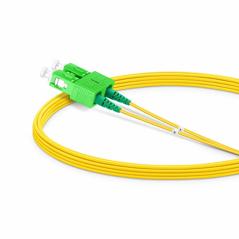 5m (16ft) Fiber Patch Cable, 2 Fibers, SC APC Duplex to SC APC Duplex, Single Mode (OS2), Riser (OFNR), 1.2mm, Tight-Buffered, Yellow