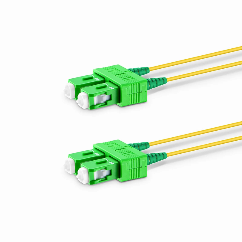 5m (16ft) Fiber Patch Cable, 2 Fibers, SC APC Duplex to SC APC Duplex, Single Mode (OS2), Riser (OFNR), 1.2mm, Tight-Buffered, Yellow