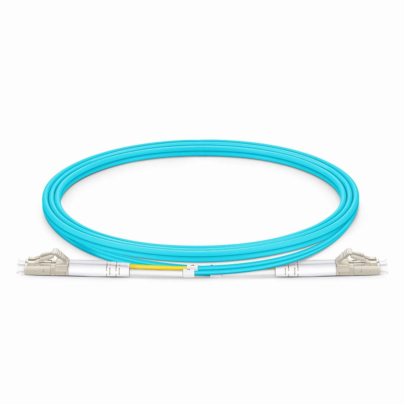 3m (10ft) Fiber Patch Cable, 2 Fibers, LC UPC Duplex to LC UPC Duplex, Multimode (OM3), Riser (OFNR), 2.0mm, Tight-Buffered, Aqua, 10 Pcs/Pack