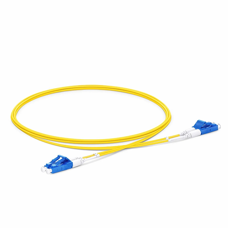 2m (7ft) Fiber Patch Cable, 2 Fibers, LC UPC Duplex to LC UPC Duplex, Single Mode (OS2), Riser (OFNR), 1.2mm, Tight-Buffered, Yellow