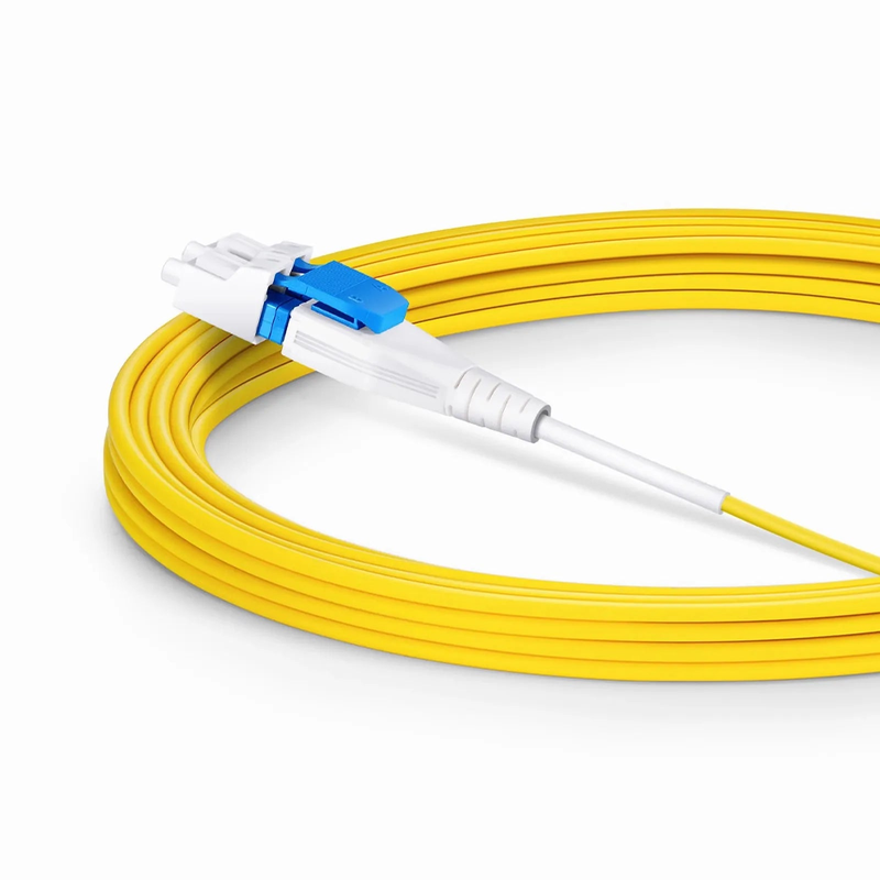 5m (16ft) Fiber Patch Cable, 2 Fibers, SN UPC Duplex to LC UPC Duplex Flat Clip Uniboot, Single Mode (OS2), Riser (OFNR), 1.6mm, Yellow, for 400G Network Connection