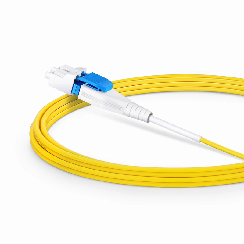 3m (10ft) Fiber Patch Cable, 2 Fibers, SN UPC Duplex to LC UPC Duplex Flat Clip Uniboot, Single Mode (OS2), Riser (OFNR), 1.6mm, Yellow, for 400G Network Connection