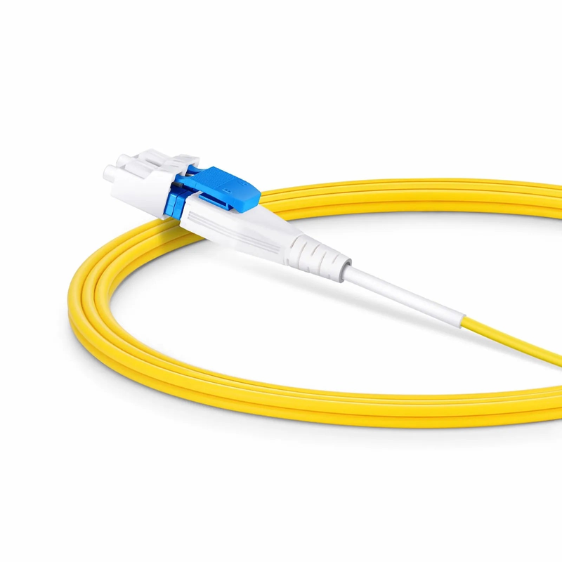 2m (7ft) Fiber Patch Cable, 2 Fibers, SN UPC Duplex to LC UPC Duplex Flat Clip Uniboot, Single Mode (OS2), Riser (OFNR), 1.6mm, Yellow, for 400G Network Connection