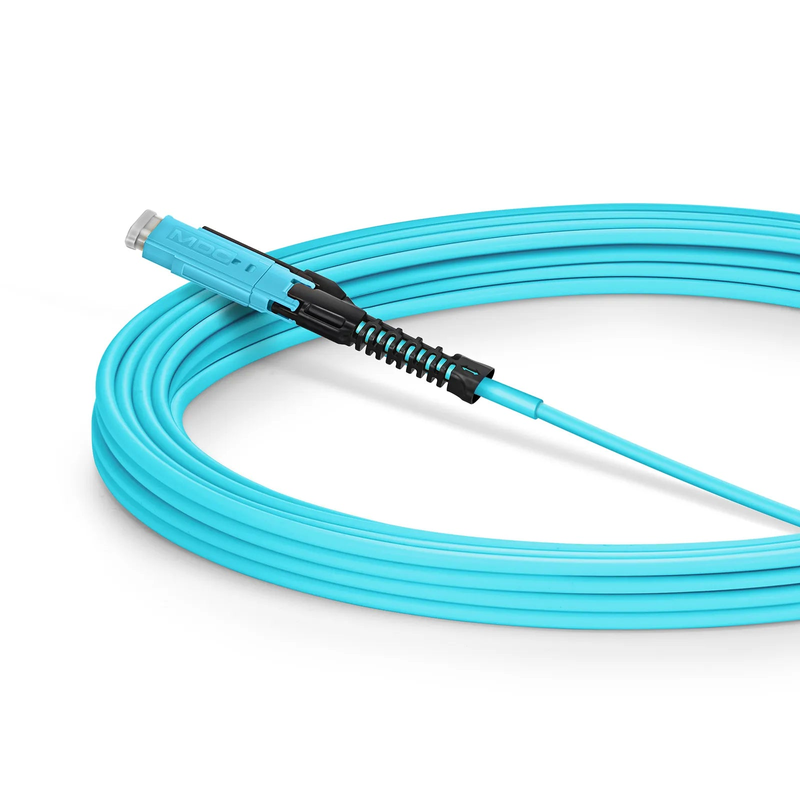 5m (16ft) Fiber Patch Cable, 2 Fibers, MDC UPC Duplex to MDC UPC Duplex Uniboot, Multimode (OM4), Riser (OFNR), 2.0mm, Aqua, for 100/400/800G Network Connection