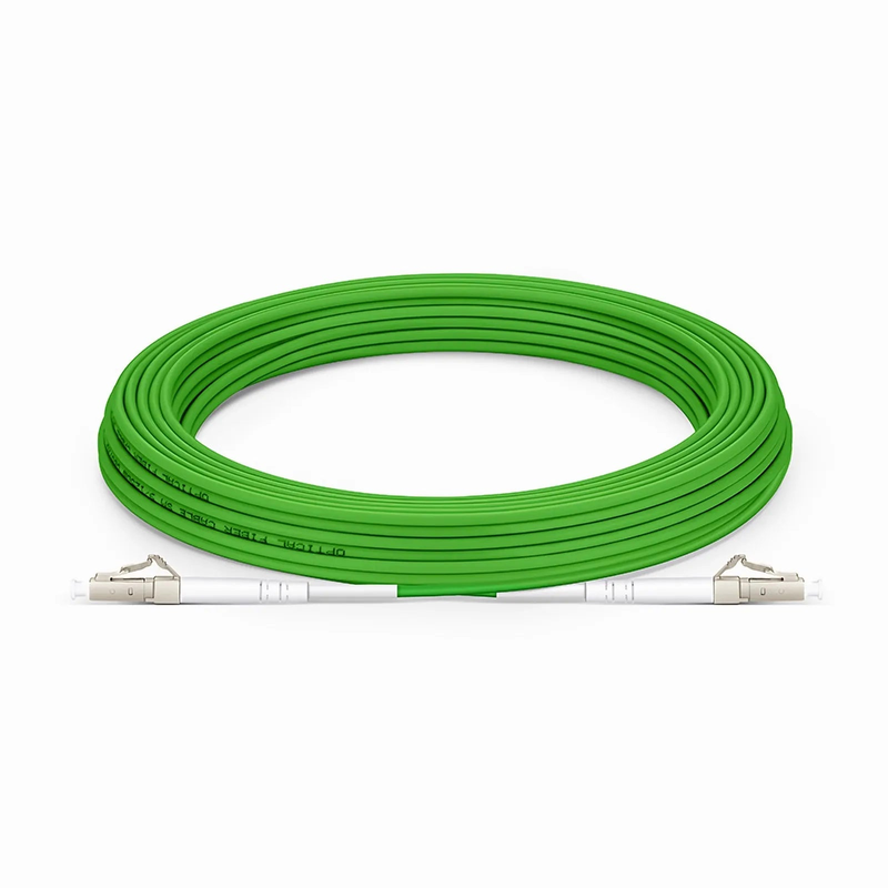 15m (49ft) Fiber Patch Cable, 1 Fiber, LC UPC Simplex to LC UPC Simplex, Multimode (OM5), Riser (OFNR), 2.0mm, Tight-Buffered, Lime Green