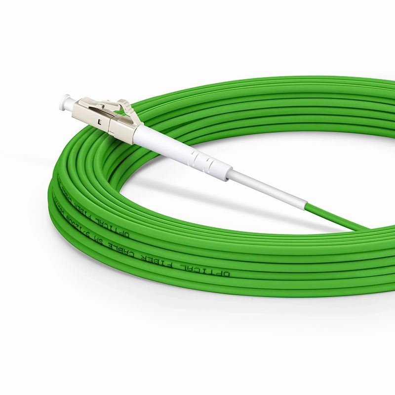 15m (49ft) Fiber Patch Cable, 1 Fiber, LC UPC Simplex to LC UPC Simplex, Multimode (OM5), Riser (OFNR), 2.0mm, Tight-Buffered, Lime Green