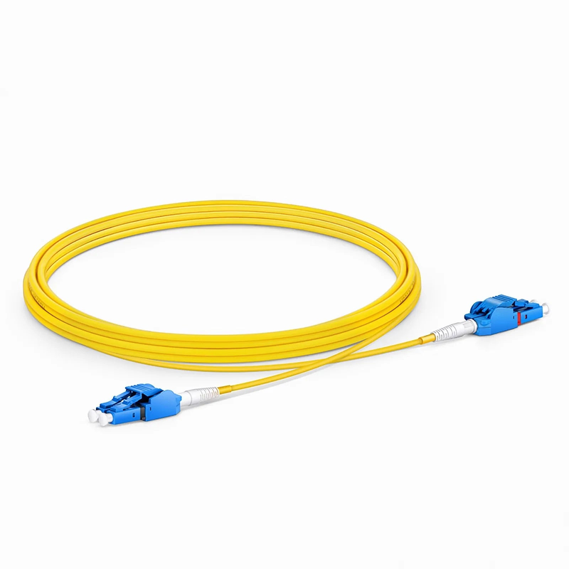 3m (10ft) Fiber Patch Cable, 2 Fibers, LC UPC Duplex to LC UPC Duplex Switchable Clip Uniboot, Single Mode (OS2), Riser (OFNR), 2.0mm, Yellow